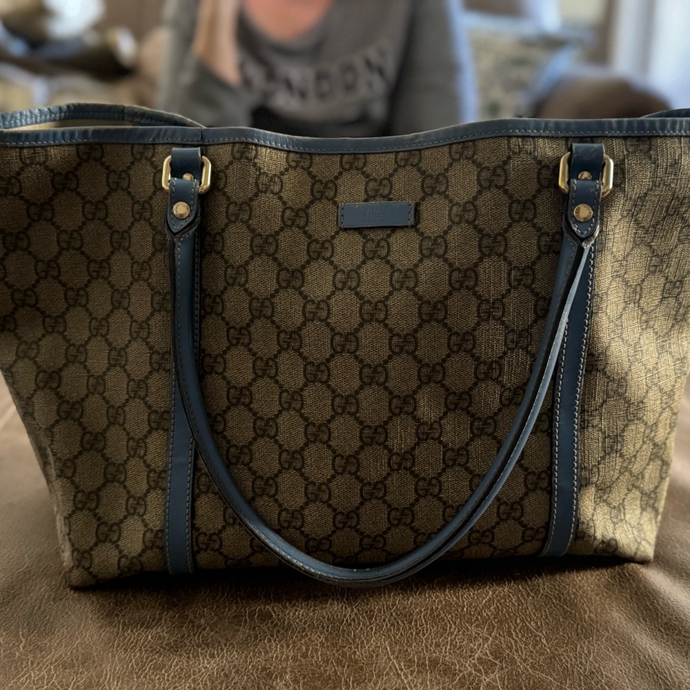 Authentic Gucci Brown and Blue Women's Tote Bag